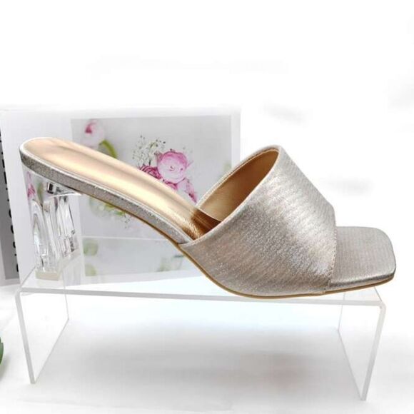 BRAND NEW ROUGE HELIUM CLEAR BLOCK-HEEL SLIP-ON SQUARE TOE SANDAL - Picture 1 of 16